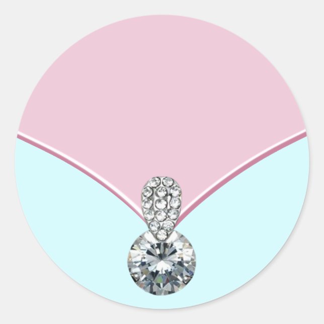 Pegatinas de diamante azul teal rosa elegante (Anverso)