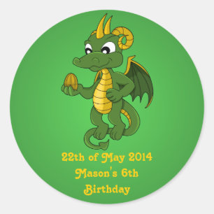 Pegatinas de dibujos animados de dragón verde
