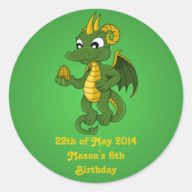 Pegatinas de dibujos animados de dragón verde (Anverso)