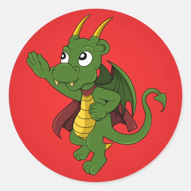 Pegatinas de dibujos animados de superhéroe dragón (Anverso)