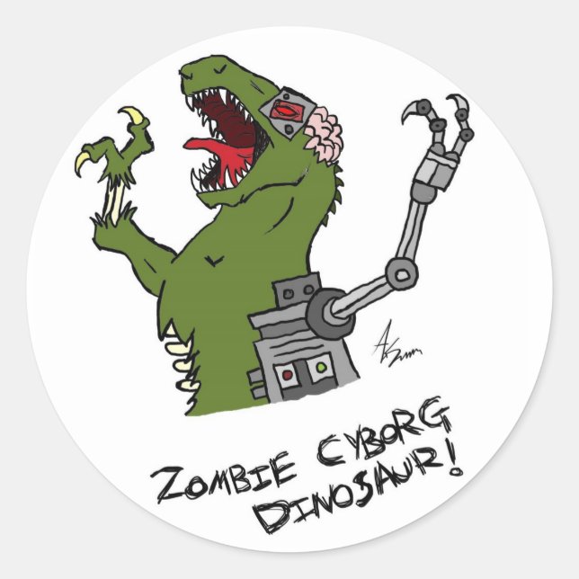 Pegatinas de dinosaurios zombis (Anverso)