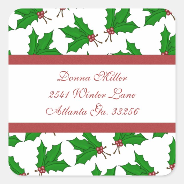 Pegatinas de dirección de acebo de Navidad (Anverso)