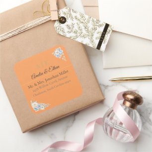 Pegatinas de dirección de boda elegantes Floral