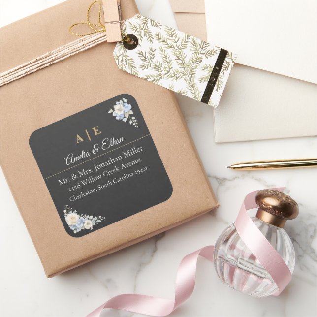 Pegatinas de dirección de boda elegantes | Floral  (Regalar)