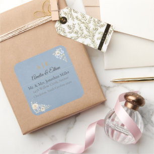 Pegatinas de dirección de boda elegantes   Floral 