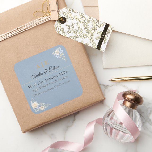 Pegatinas de dirección de boda elegantes | Floral  (Regalar)