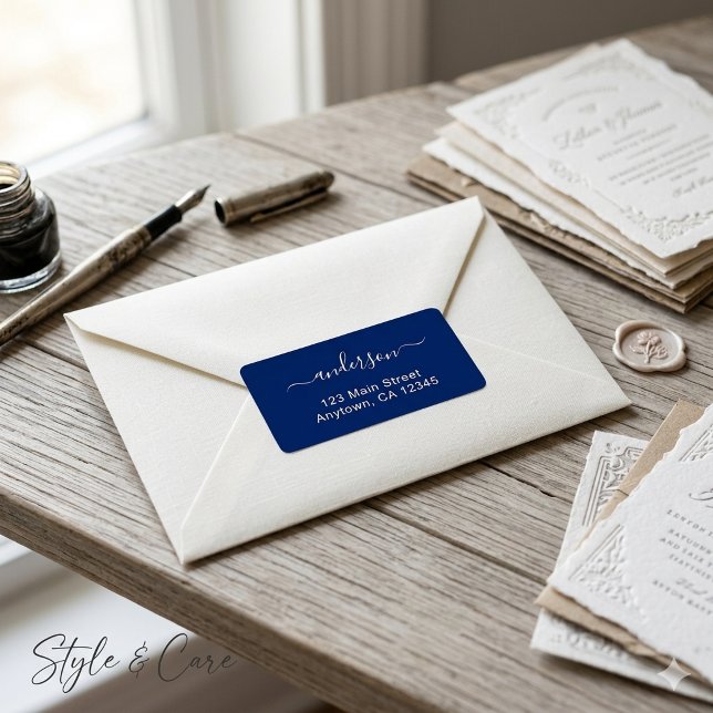 Pegatinas de dirección de color azul marino impres (Stylish Custom Printed Navy Address Stickers)