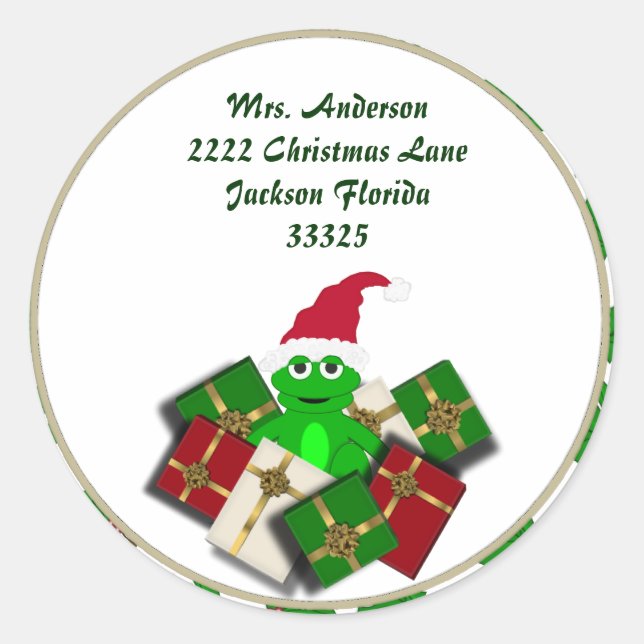 Pegatinas de dirección de rana de Navidad (Anverso)