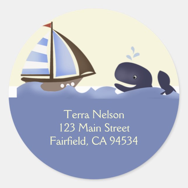 Pegatinas de dirección de retorno de ballena azul  (Anverso)