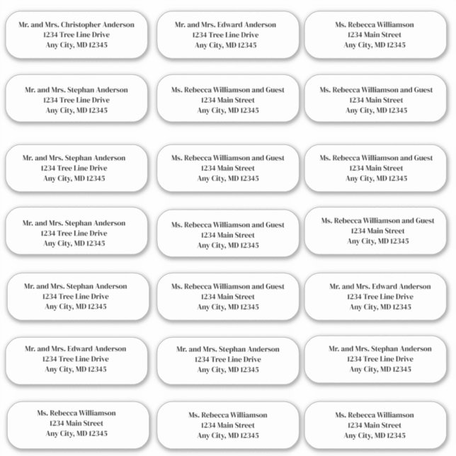 Pegatinas de dirección de sobres formales de Boda  (Anverso)