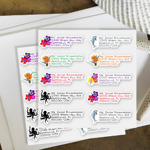 Pegatinas de direcciones de devolución con forma d