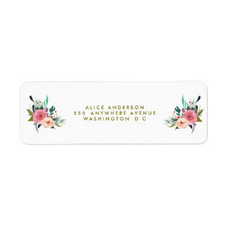 Pegatinas de direcciones de devolución floral pint