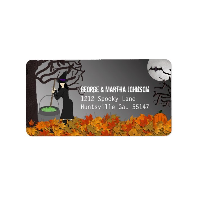Pegatinas de direcciones de Halloween de la noche  (Frente)