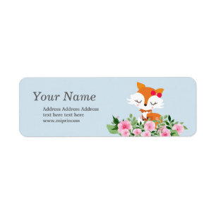 pegatinas de direcciones de retorno de zorro lindo