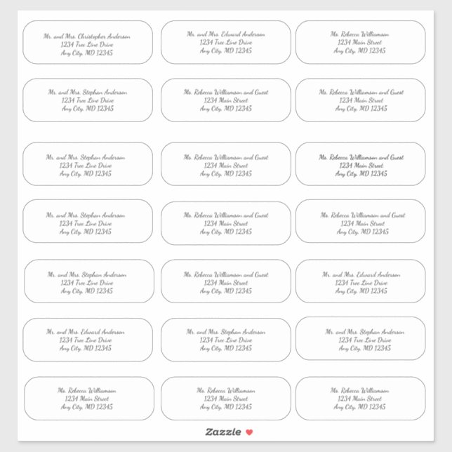 Pegatinas de direcciones de sobres de Boda de scri (Hoja)