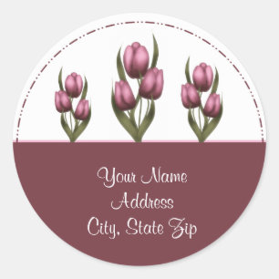 Pegatinas de direcciones de tulipanes rosados