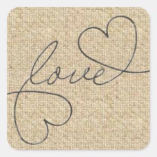 Pegatinas de diseño de burlap de alambre de amor