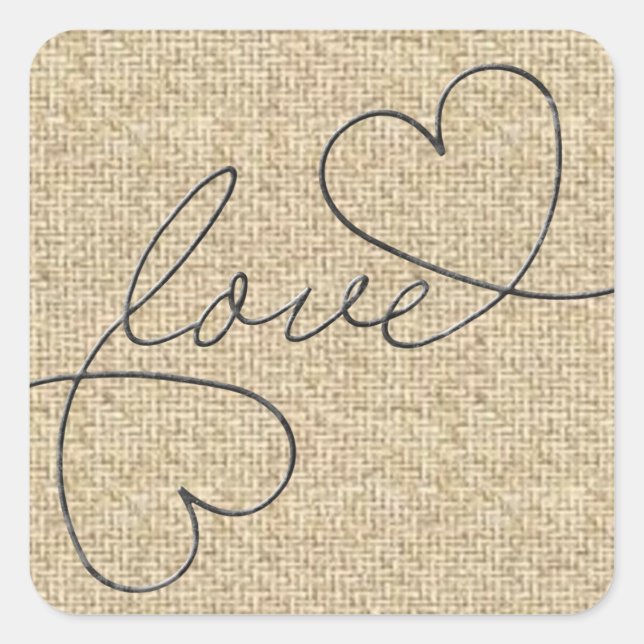 Pegatinas de diseño de burlap de alambre de amor (Anverso)