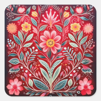 Pegatinas de diseño de flores rojas de México