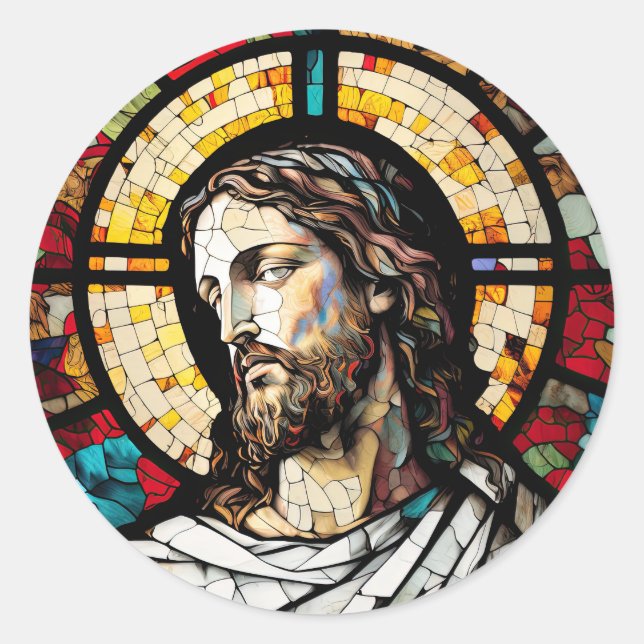 Pegatinas de Diseño de Jesús de Cristal Manchado (Anverso)