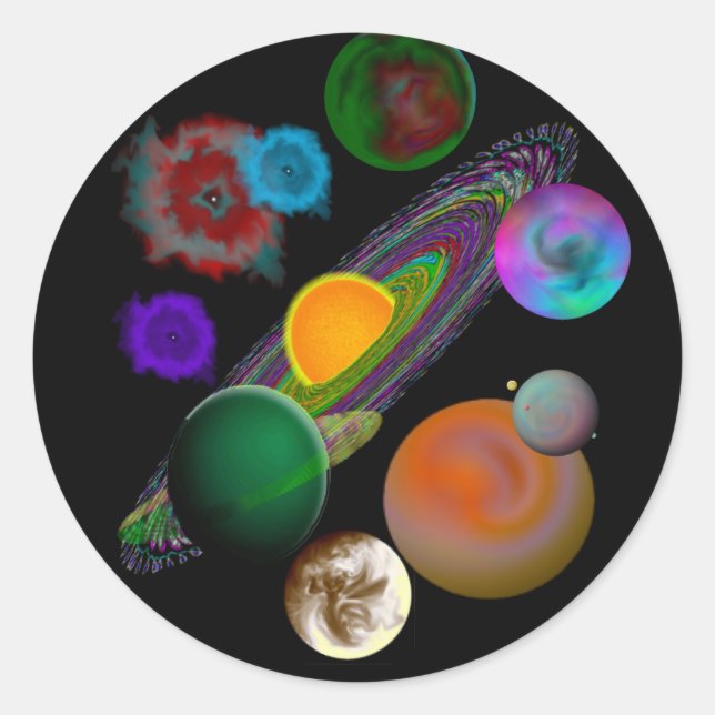 Pegatinas de diseño de sistemas solares (Anverso)