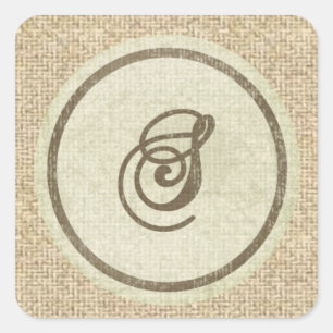 Pegatinas de diseño rústico de la letra S burlap