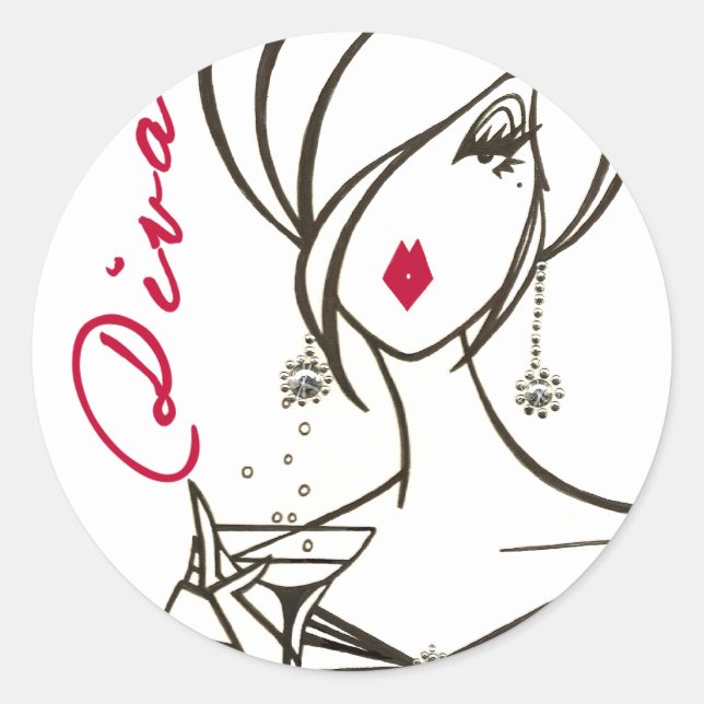 Pegatinas de diva de tiempo de fiesta - Personaliz (Anverso)