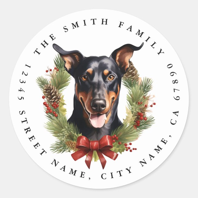 Pegatinas de Doberman Round (Anverso)