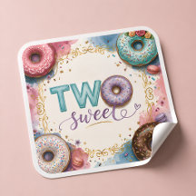 Pegatinas de Donut Rosado con Purpurina para Cumpl
