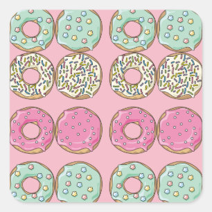 Pegatinas de donuts espumosos y cortos