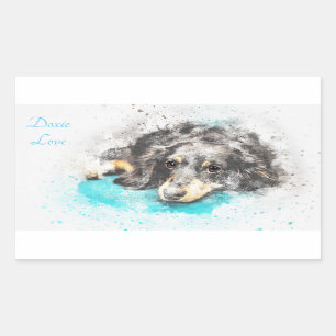 PEGATINAS de DOXIE LOVE Long Hair Dachshund Oval
