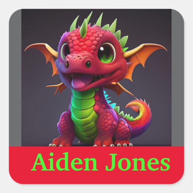 Pegatinas de dragón personalizados coloridos (Anverso)