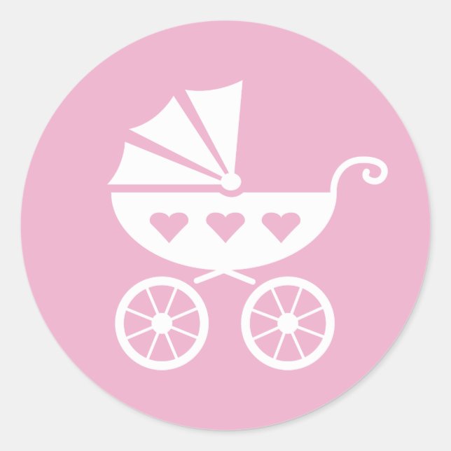 Pegatinas de ducha de bebé rosados con adorable ca (Anverso)
