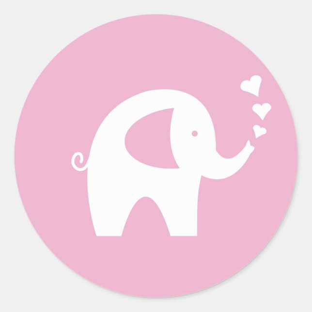 Pegatinas de ducha de bebé rosados con elefante li (Anverso)
