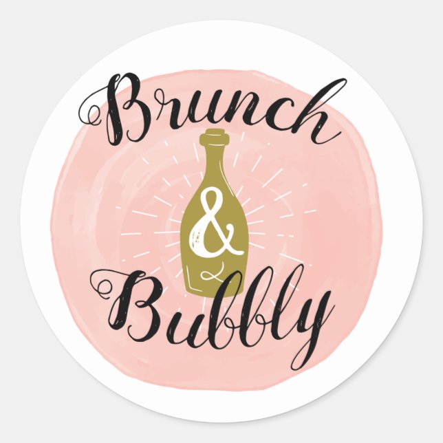 Pegatinas de ducha de novias de brunch y bubbly (Anverso)