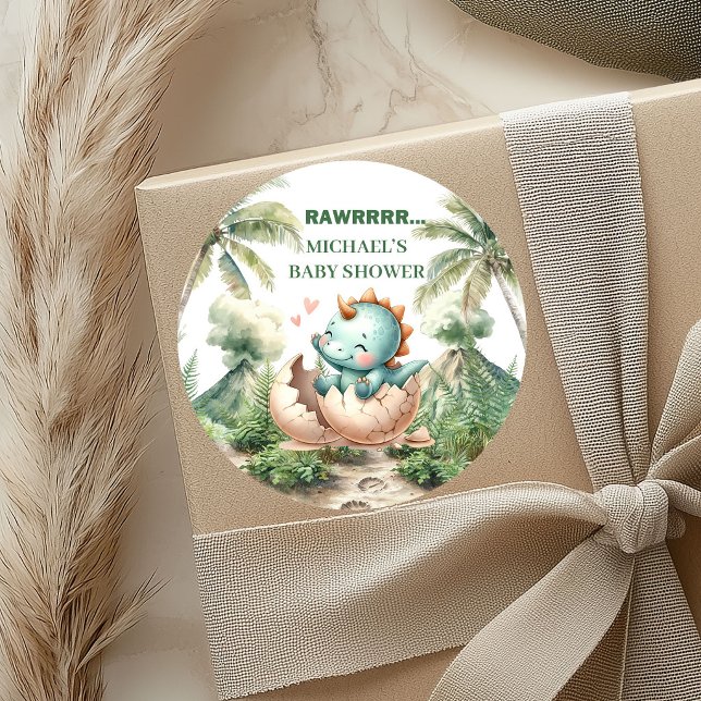 Pegatinas de "Eclosionando Pronto" para la Fiesta  (Hatching Soon Stickers for Baby Dino Shower)