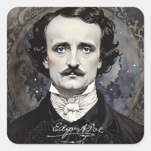 Pegatinas de Edgar Allan Poe Gothic Halloween Squa
