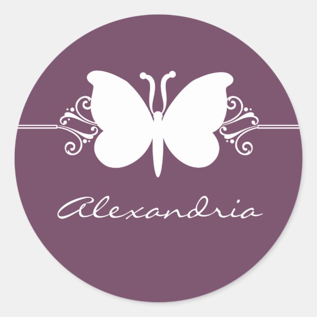 Pegatinas de Eggplant Butterfly Swirls (Anverso)