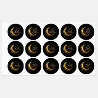 Pegatinas de Eid Mubarak negras y doradas de lujo: