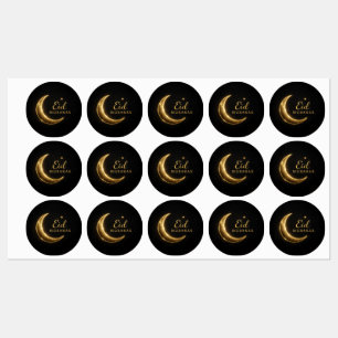 Pegatinas de Eid Mubarak negras y doradas de lujo: