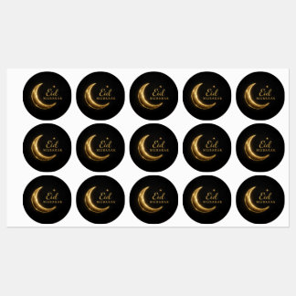 Pegatinas de Eid Mubarak negras y doradas de lujo: