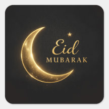 Pegatinas de Eid Mubarak negras y doradas de lujo: