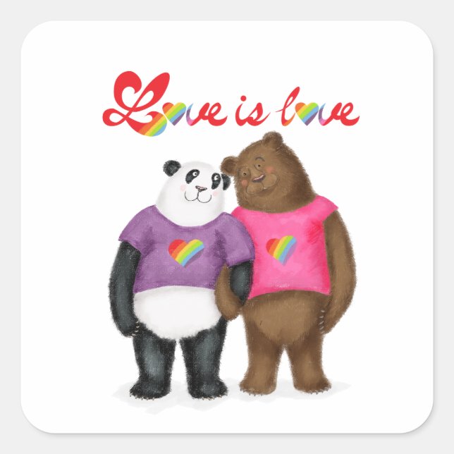 Pegatinas de 'el amor es amor' de panda lindo y os (Anverso)