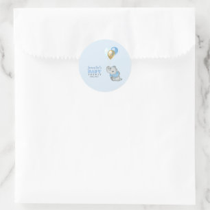 Pegatinas de elefante azul para baby shower