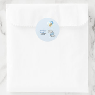 Pegatinas de elefante azul para baby shower