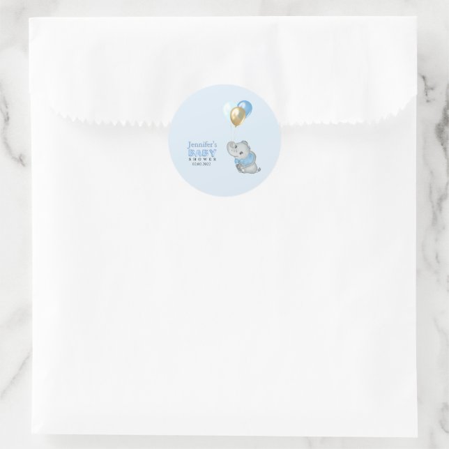 Pegatinas de elefante azul para baby shower (Bolso)