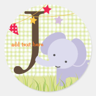 Pegatinas de elefante morado/añadir monograma