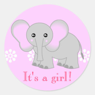Pegatinas de elefantes rosados, ¡es un chica!