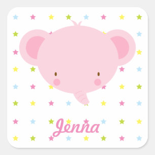 Pegatinas de elefantes rosados personalizados