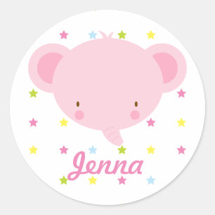 Pegatinas de elefantes rosados personalizados